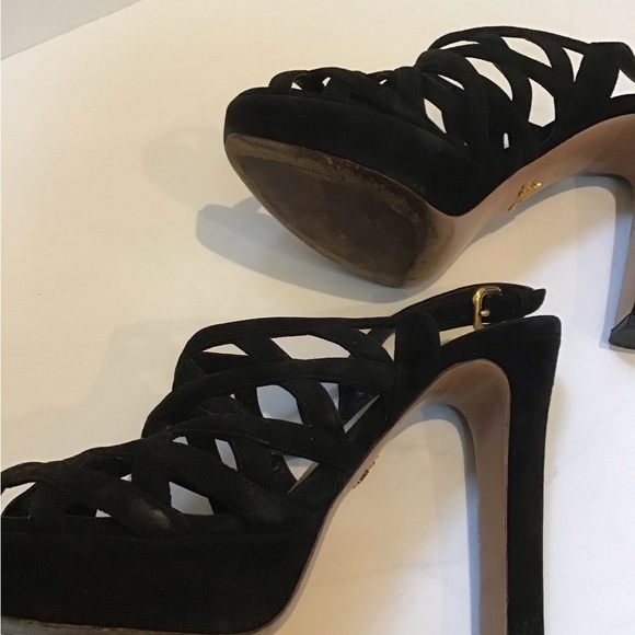 Prada black suede cage stiletto sandal, size 38 ❣️HOST PIC❣️ - Picture 8 of 9